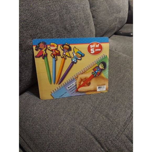 Super Hero Pens Lakeshore Kids Homeschool Classroom Set Of 5 School Writing New - Picture 8 of 10